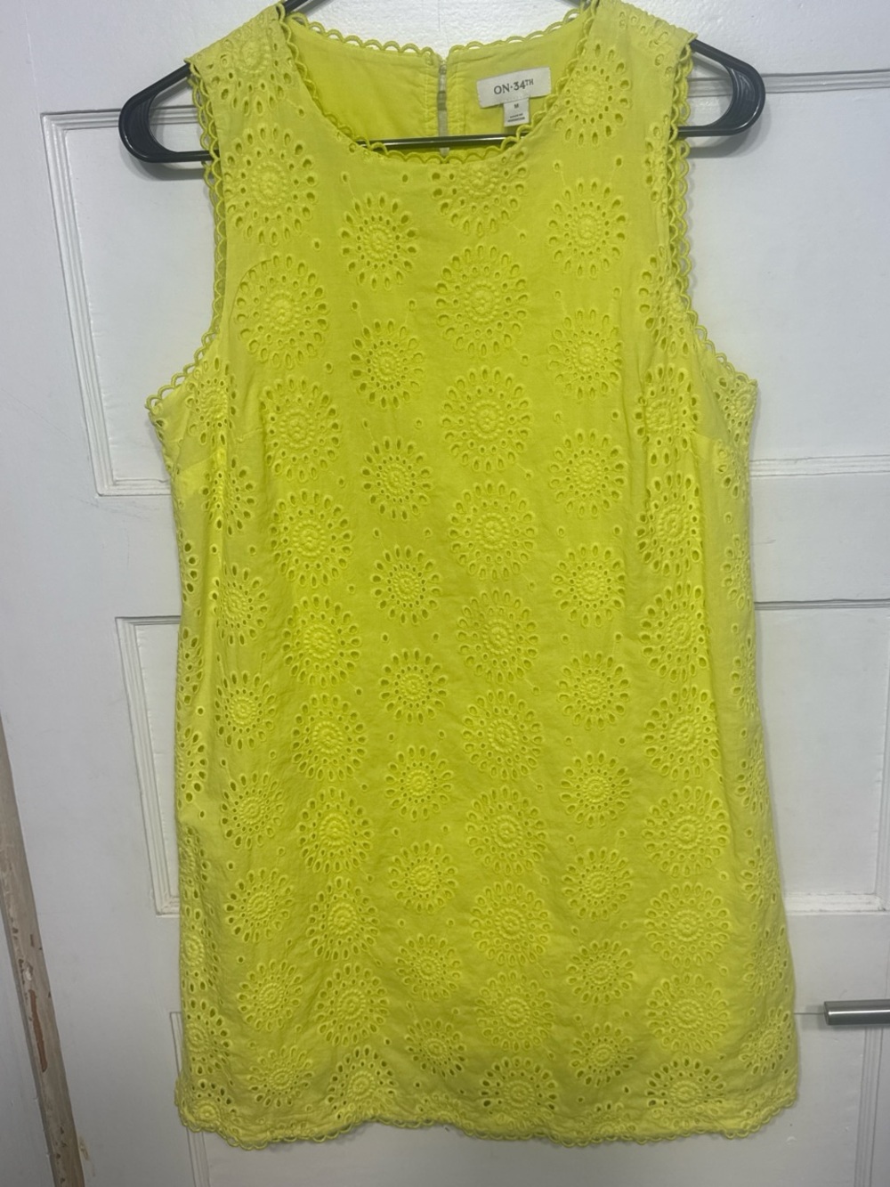 Yellow Eyelet Sleeveless Shift Dress